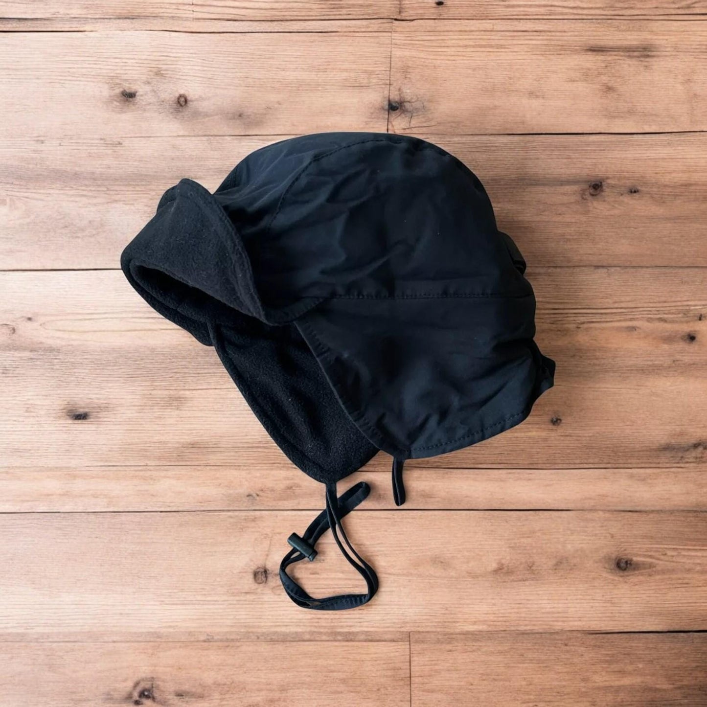Insane Military Pilot Trapper padded fluffy hat cap in black. One size.