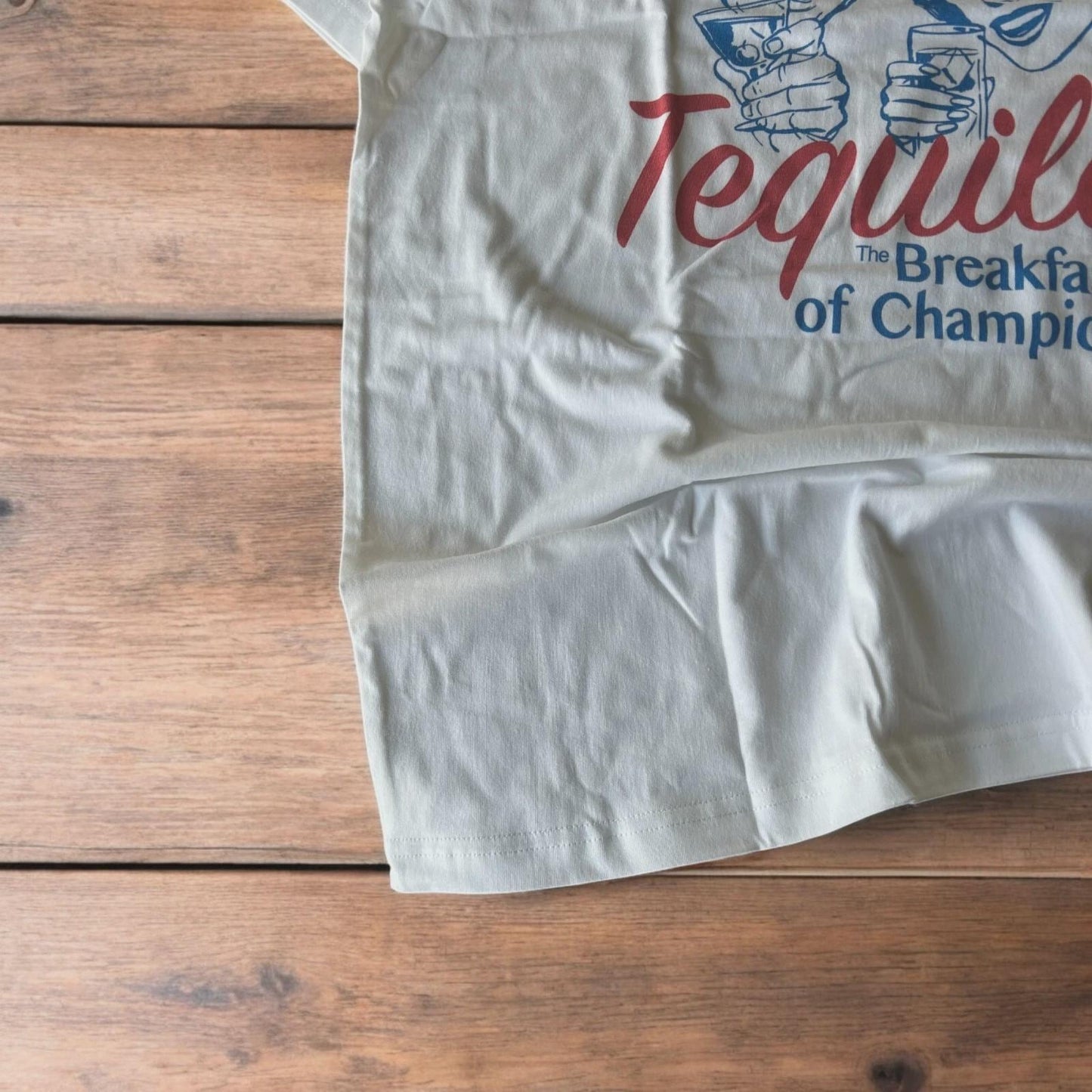 Vintage style Novelty Tequila The Breakfast of Champions tshirt in white.