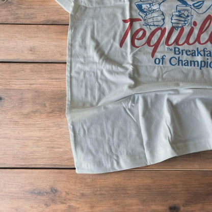Vintage style Novelty Tequila The Breakfast of Champions tshirt in white.