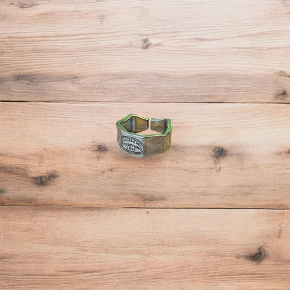 Vintage style stainless steel you are my everything love ring in silver/green. One size.