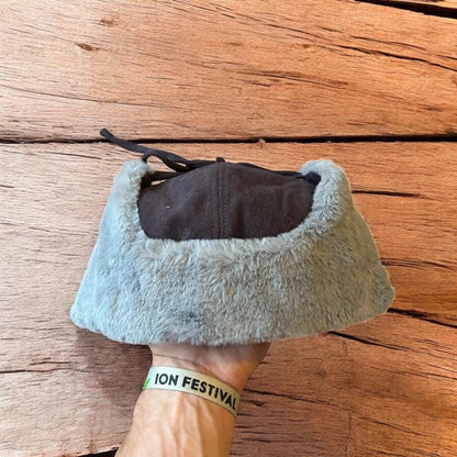 Russian ushanka trapper ear flap winter hat in grey colour way. 55-59cm