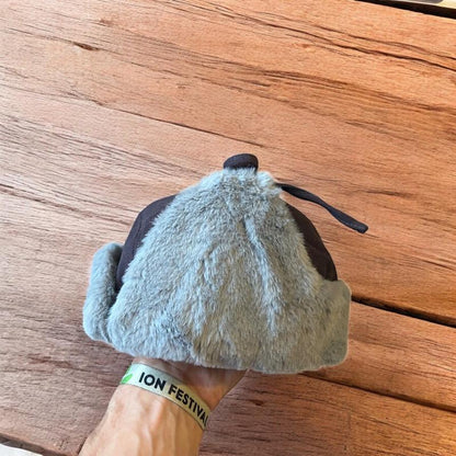 Russian ushanka trapper ear flap winter hat in grey colour way. 55-59cm