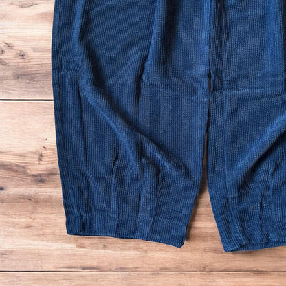 Super baggy wide leg skater corduroy trousers in navy blue.