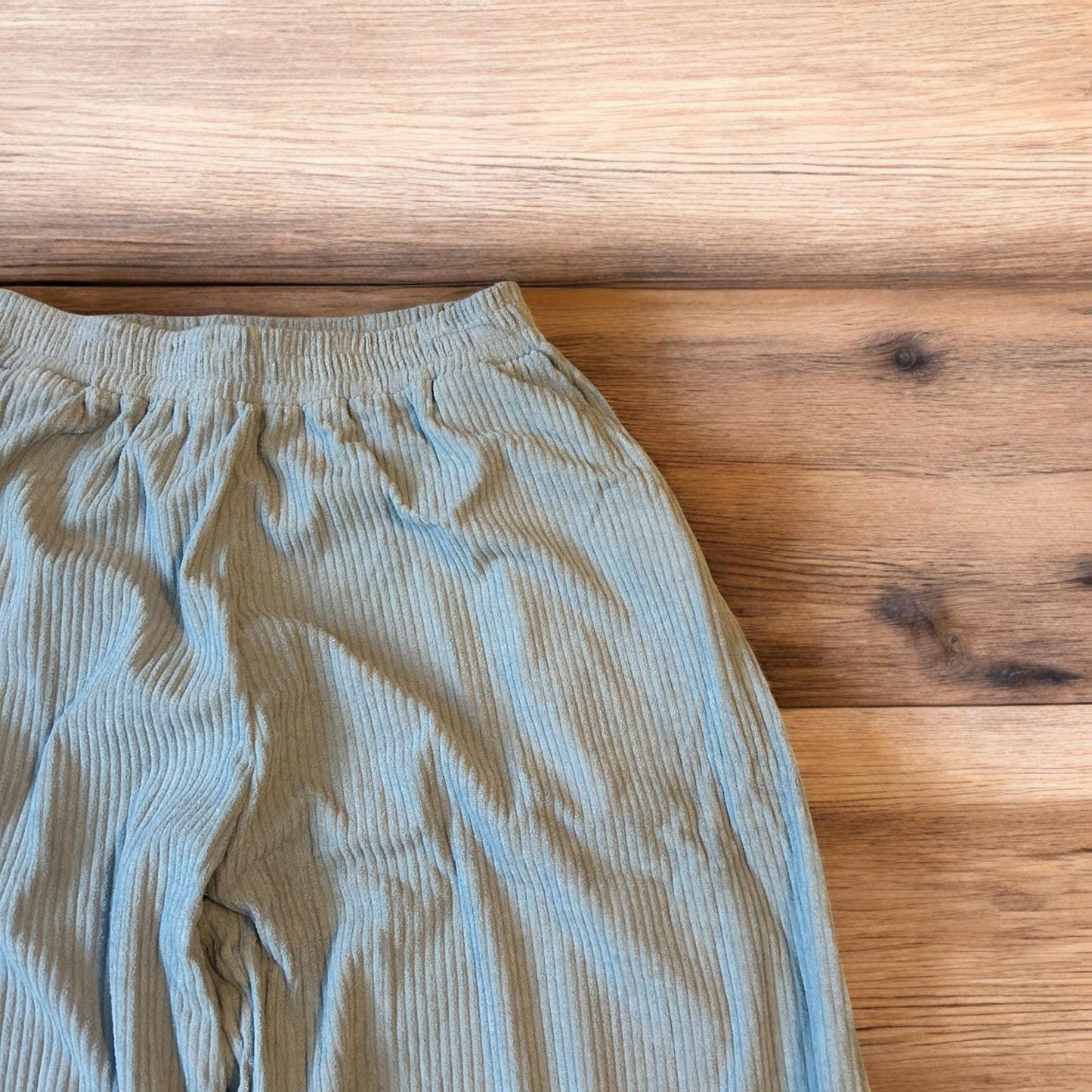 Super baggy wide leg relaxed fit corduroy trousers joggers in light blue.
