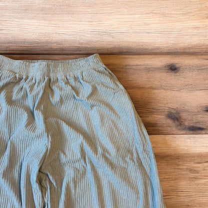 Super baggy wide leg relaxed fit corduroy trousers joggers in light blue.