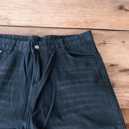 Incredible super baggy wide leg denim shorts jorts in black.