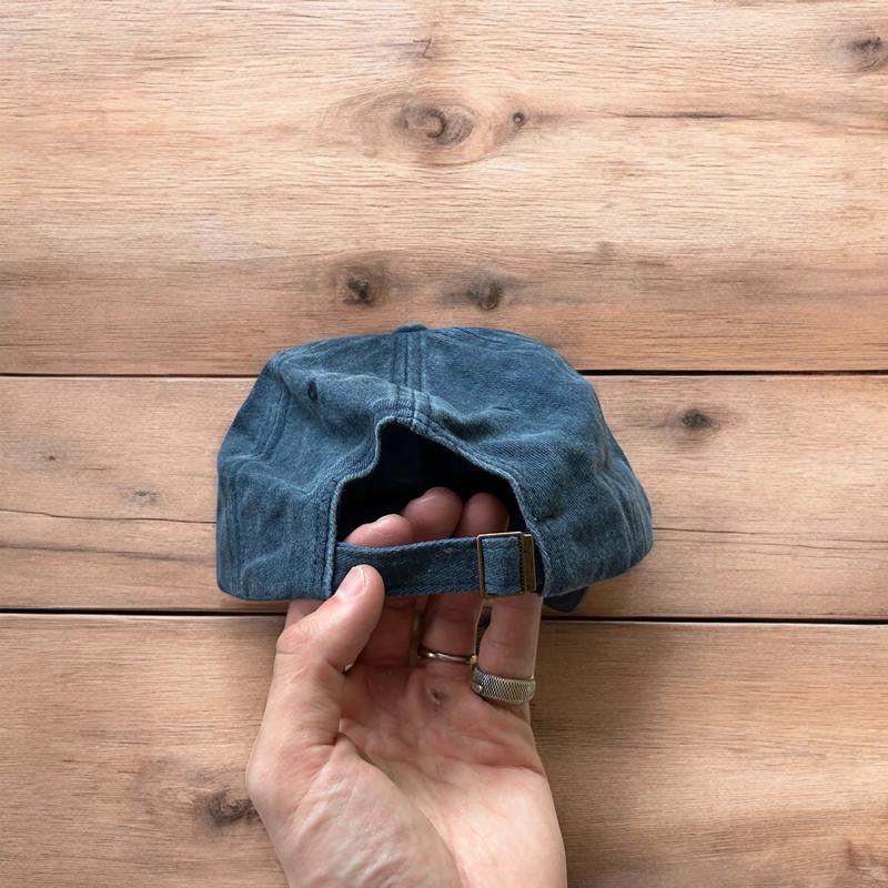 Vintage style Milf fishing cap hat in washed navy blue. One size fits all.