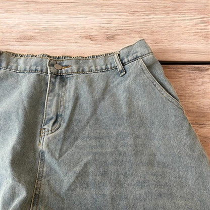 Incredible super baggy wide leg balloon fit jeans in light blue wash.