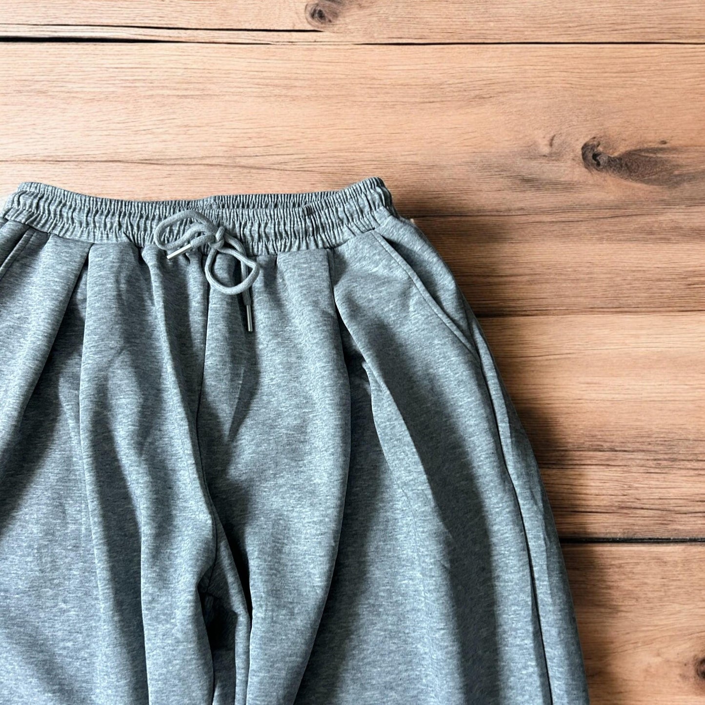 Insane Korean super baggy wide leg joggers in marl grey.