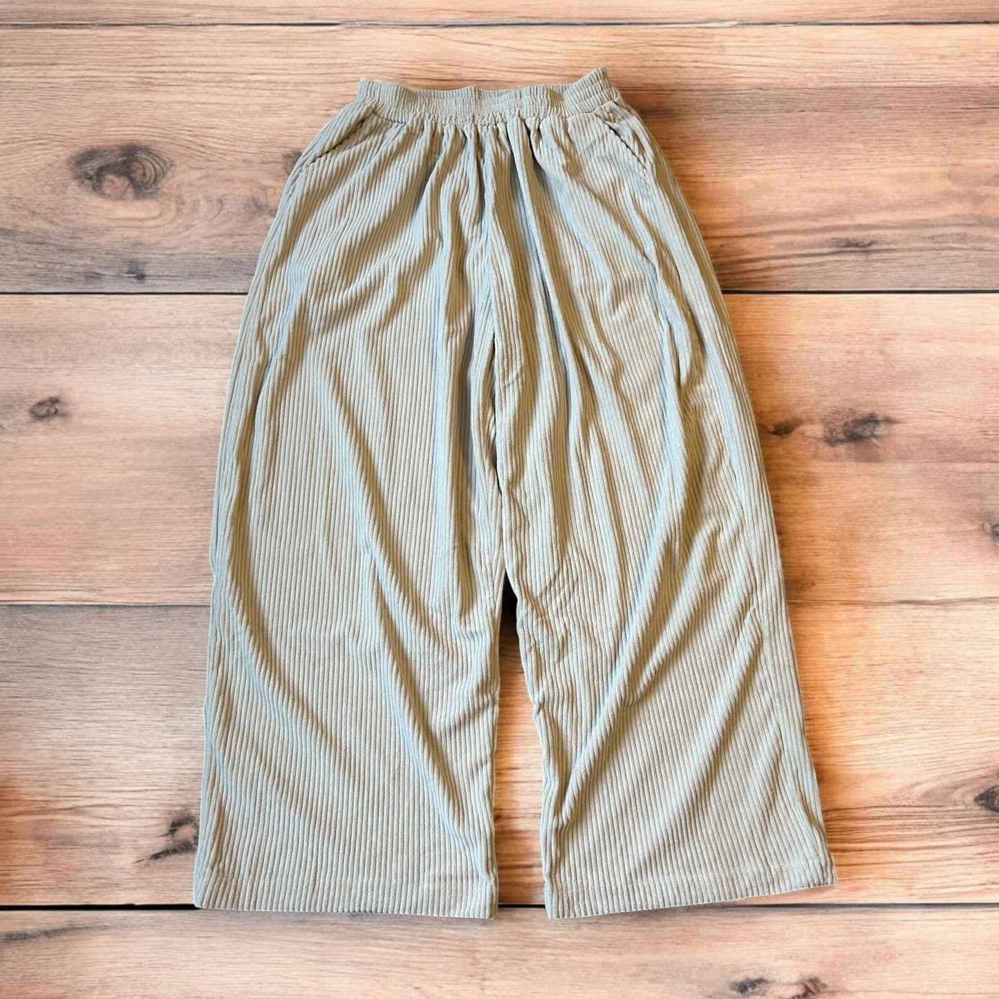 Super baggy wide leg relaxed fit corduroy trousers joggers in beige/cream.