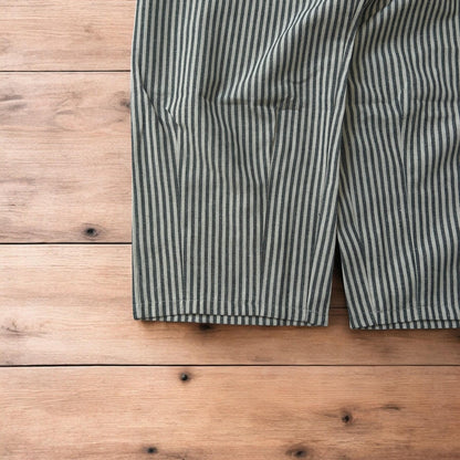 Vintage style baggy wide leg striped linen style trousers in beige/black.