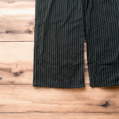 Vintage style baggy wide leg striped lightweight trousers in black/white.