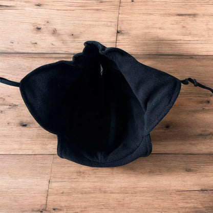 Insane Military Pilot Trapper padded fluffy hat cap in black. One size.