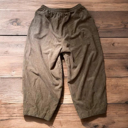 Super baggy wide leg skater corduroy trousers in beige.