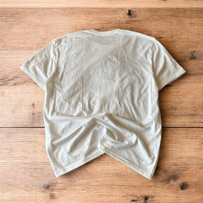 Techno Electronic Music Dj tshirt in white with front graphic print.