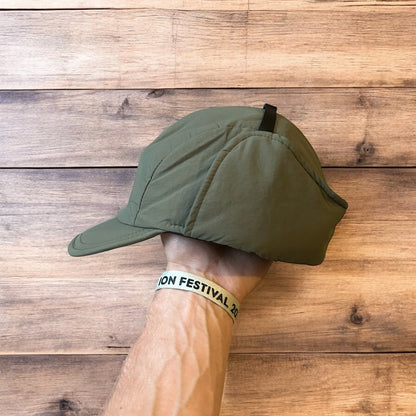 Insane Russian Trapper Korean padded hat cap in khaki green. One size.