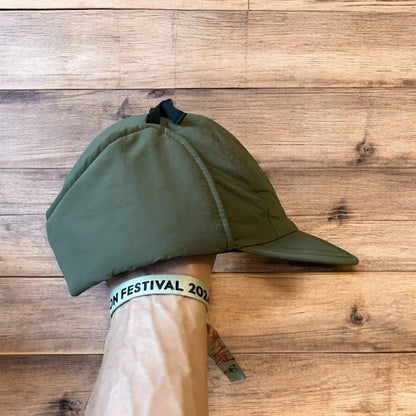 Insane Russian Trapper Korean padded hat cap in khaki green. One size.