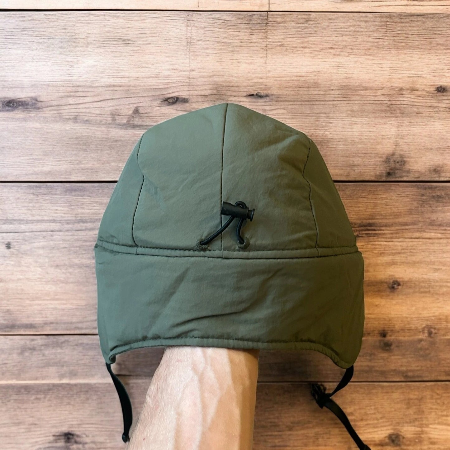 Insane Russian Trapper Korean padded hat cap in khaki green. One size.