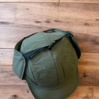 Insane Russian Trapper Korean padded hat cap in khaki green. One size.