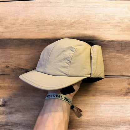 Insane Russian Trapper Korean padded hat cap in beige/cream. One size.
