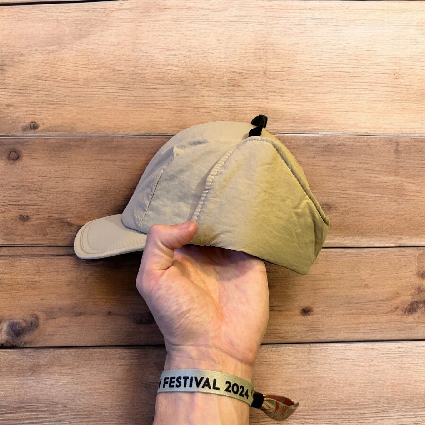 Insane Russian Trapper Korean padded hat cap in beige/cream. One size.