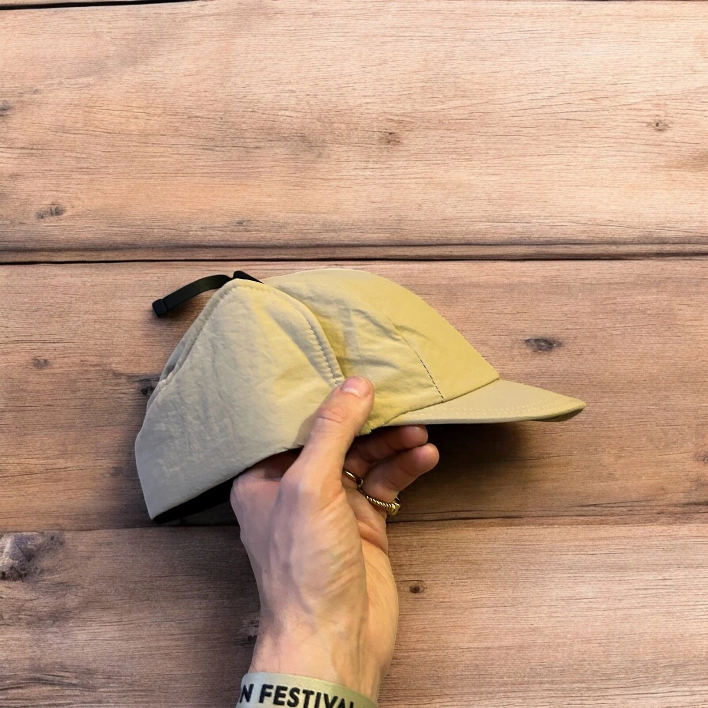 Insane Russian Trapper Korean padded hat cap in beige/cream. One size.