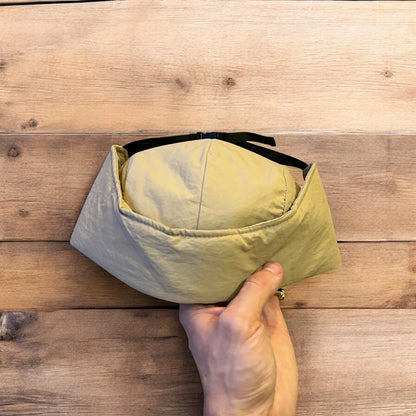 Insane Russian Trapper Korean padded hat cap in beige/cream. One size.