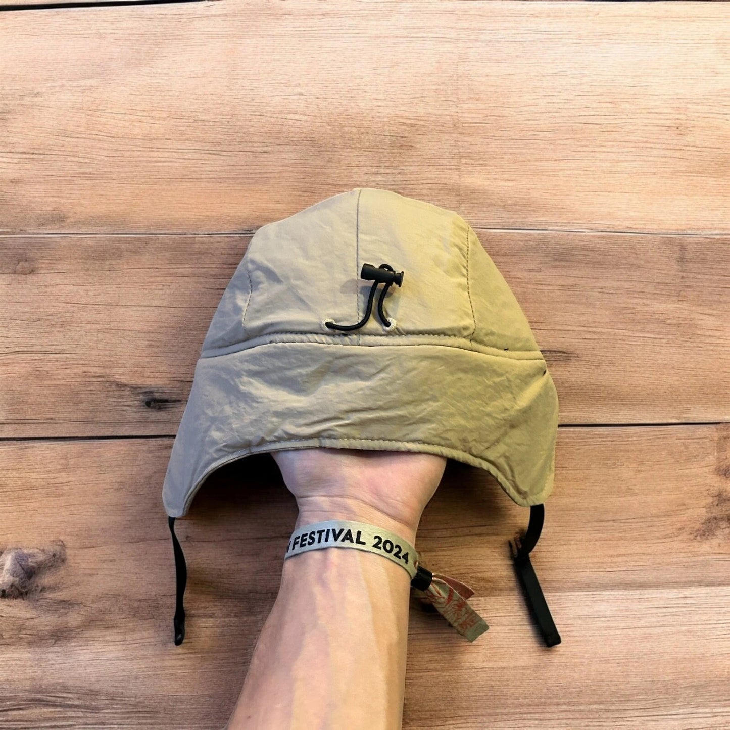 Insane Russian Trapper Korean padded hat cap in beige/cream. One size.