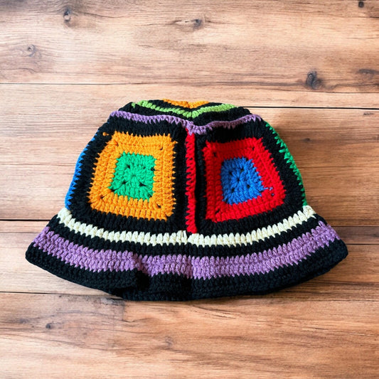 Lovely Korean handmade crochet knitted bucket hat in multicolour way. One size.