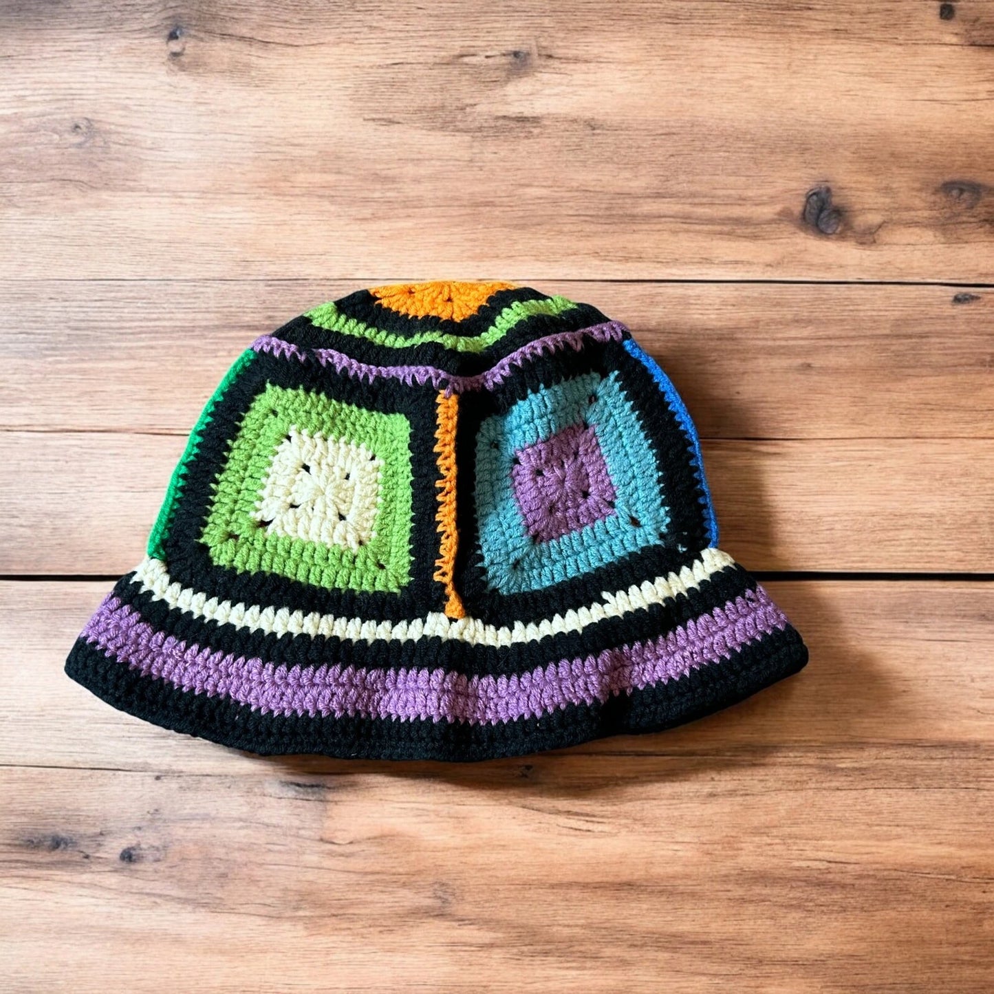 Lovely Korean handmade crochet knitted bucket hat in multicolour way. One size.