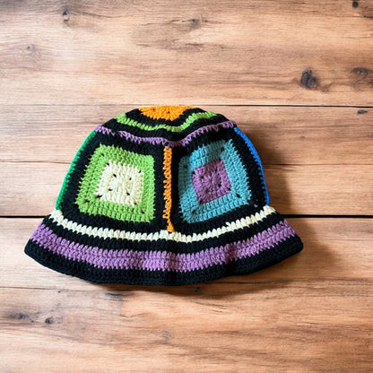 Lovely Korean handmade crochet knitted bucket hat in multicolour way. One size.