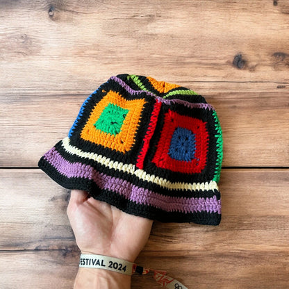 Lovely Korean handmade crochet knitted bucket hat in multicolour way. One size.