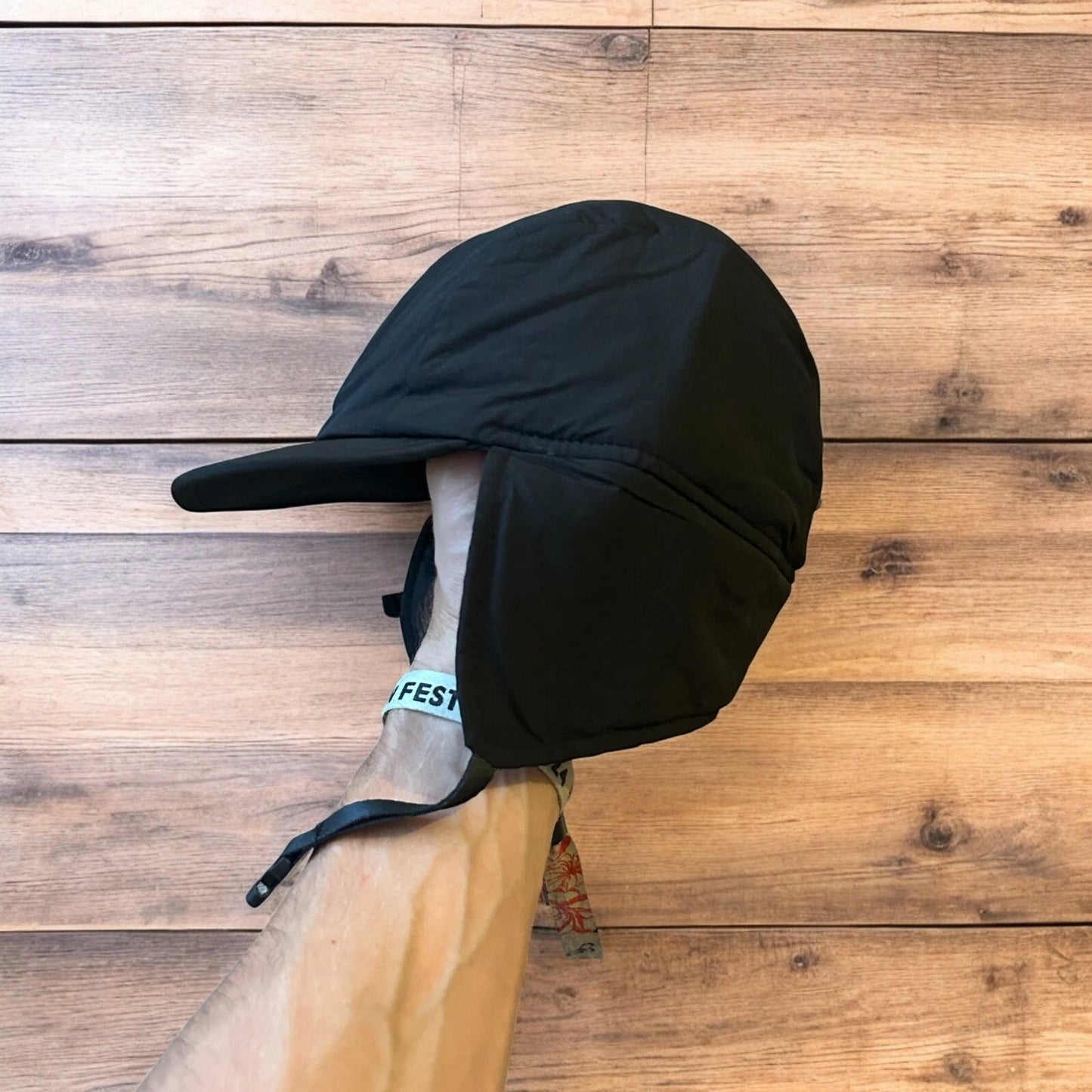 Insane Russian Trapper Korean padded hat cap in black. One size.