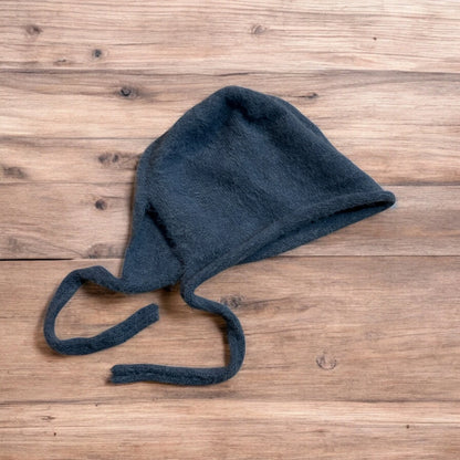 Lovely Y2k Japanese knitted beanie bonnet ear flap hat in dark blue. One Size