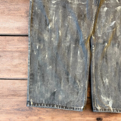 Incredible vintage style baggy wide leg skater fit jeans in grey with paint.