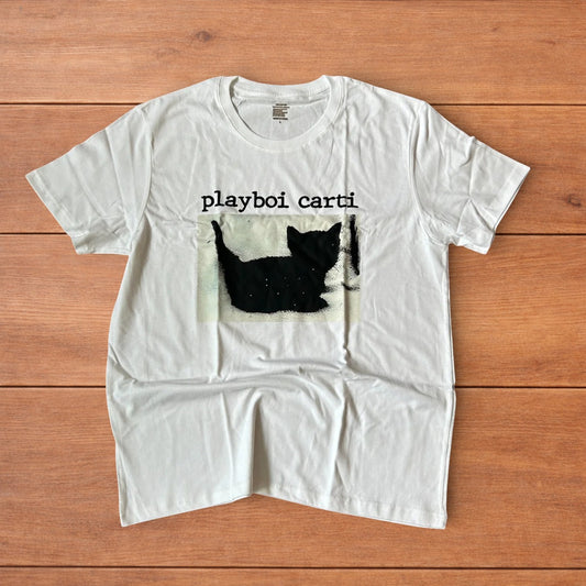 Cool Playboi Carti tshirt in white with front graphic print.