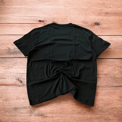 Novelty cigarettes tshirt with front graphic print in black.