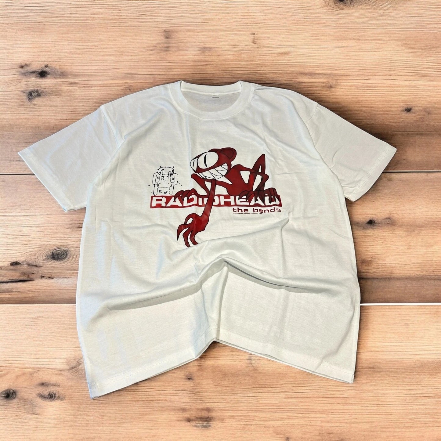 Radiohead the bends T-shirt with front graphic in white.