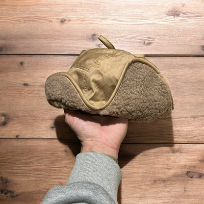 Insane Russian Trapper Korean padded fluffy hat cap in khaki/brown. One size.